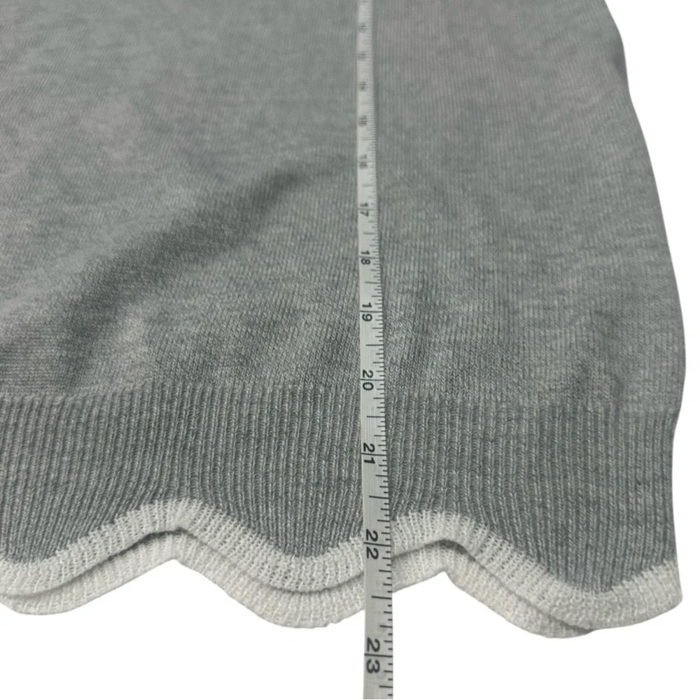 Knitted Wool Gray White Scalloped Neckline Pullover Sweater Misslook Medium - Picture 13 of 14